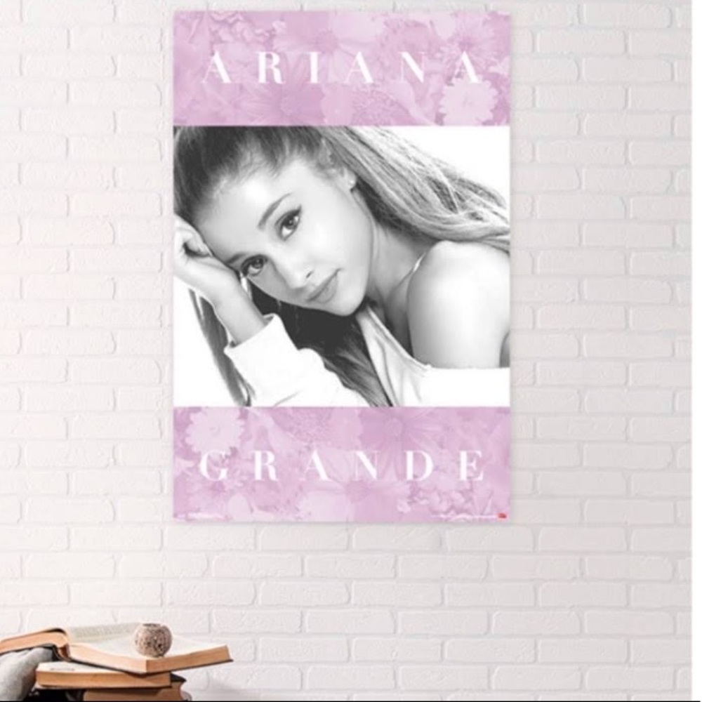 Ariana Grande Pink Floral Poster